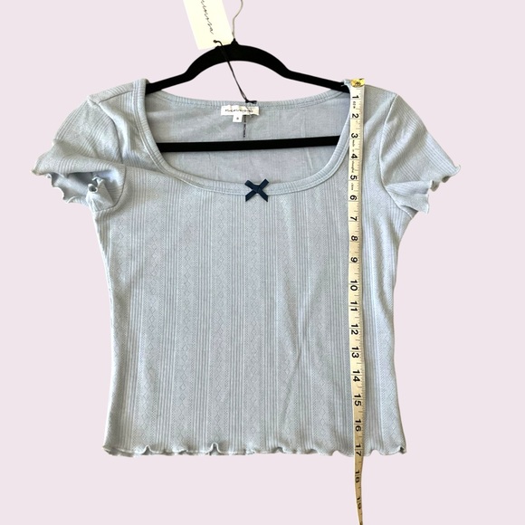 Boutique Baby Blue Pointella Short Sleeved Stretch Top - Picture 5 of 8